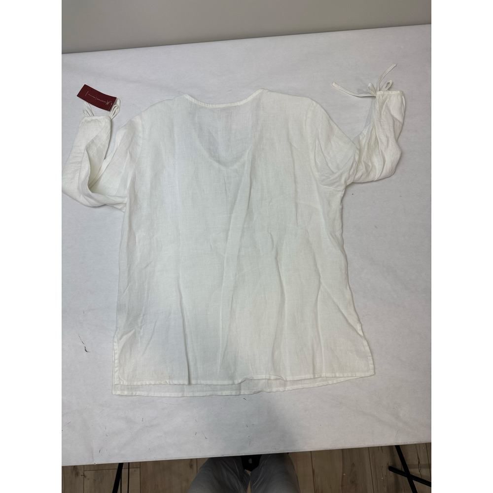 NWT JM Collection Petite 100% Linen Bejeweled Embellished Tunic Shirt - 14P - Picture 4 of 8
